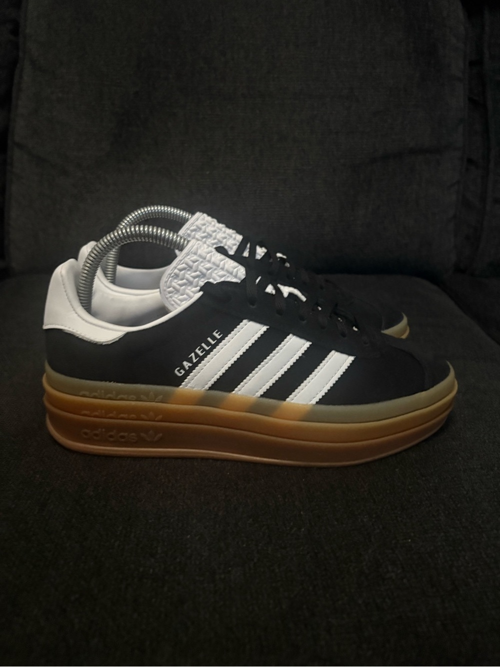 Adidas Gazelle Bold Womens Size 8 Black White Athletic Walking Shoes Sneakers